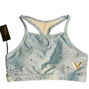 VULL Light Blue Speckle Keyhole Racer Back Sports Bra, size XL NWT